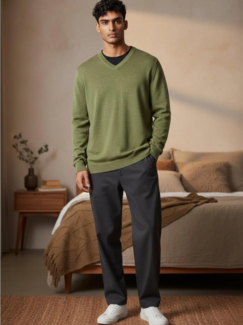 GAP Olive Green V-Neck Men's Sweater XL Tall